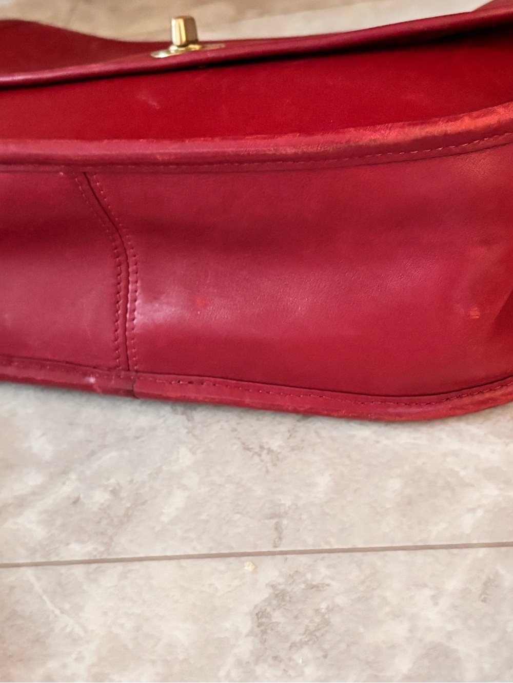 Vintage Coach 9790 Red City Crossbody Bag Nickel Turn Lock - Picture 7 of 16